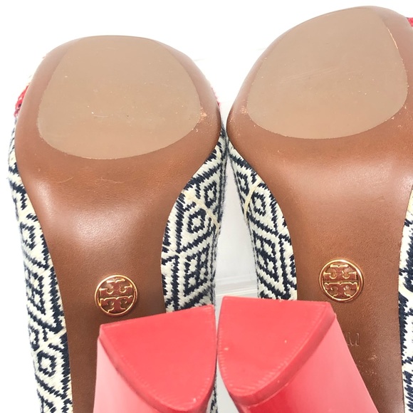 TORY BURCH Dara Woven Pump Heels Shoes - Red Black Women’s Sz 7.5 RARE EUC - Picture 6 of 9